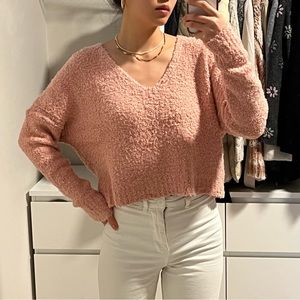 Free People pink fuzzy sweater